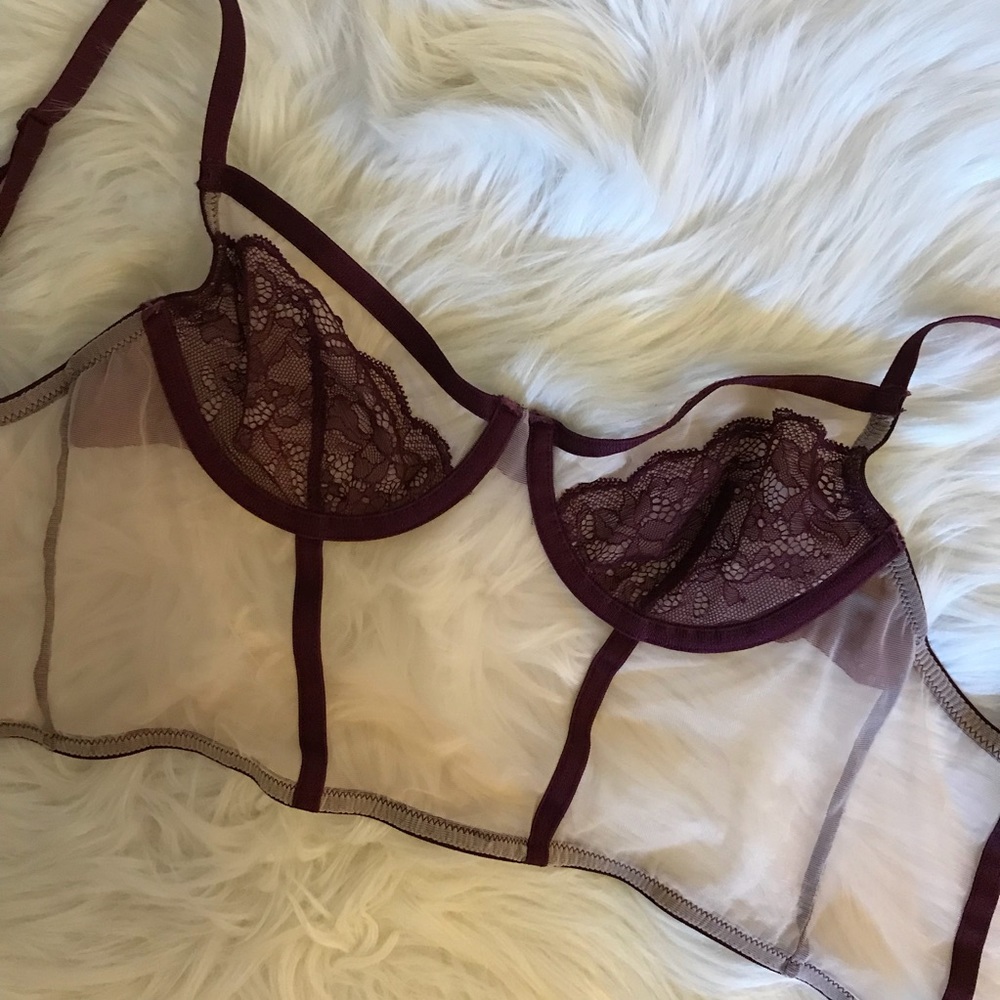 Maroon and Cream Bra Crop Top